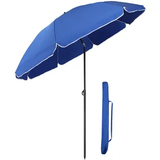 Sekey Sonnenschirm 180 cm mit Schutzhülle, Sonnenschirm Strand mit Neigungswinkel und Höhe verstellba, für Balkon Strand, Garten GRS-recycelter Bezug UPF50+
