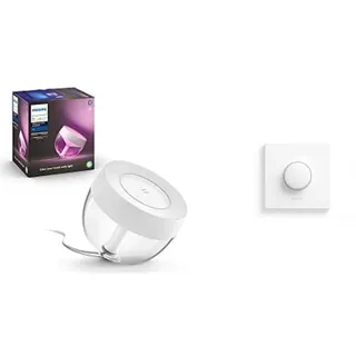 Philips Hue White & Col. Amb. LED-Tischleuchte Iris, weiß, dimmbar, 16 Mio. Farben, Deep Dimming-Funktion Smart Button, komfortables Dimmen ohne Installation