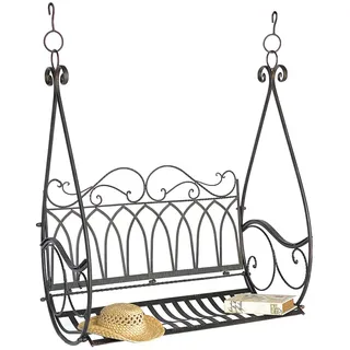 DanDiBo Ambiente DanDiBo Hängebank Metall Braun Wetterfest Schaukel Gondel Hängesessel 1868 2 Sitzer Gartenbank - Braun