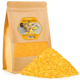 Aslanka Bienenwachs, hochwertig, 1 kg natürliches Bienenwachs, ideal für Naturkosmetik, Bienenwachstücher oder Kerzenwachs, nachhaltige Verpackung