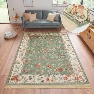 HANSE HOME Orient Flowers Kurzflorteppich 160 x 230 cm Grün