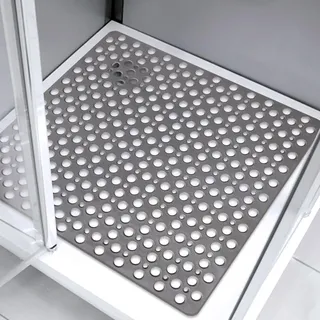 ZOKBOM Duschmatte rutschfest 70x70 cm, TPE Antirutschmatte Dusche mit Saugnäpfen, Badematte mit Ablauflöchern, Komfort Sicherheits Duscheinlage rutschfest (Grau-TPE, 70 x 70 cm)