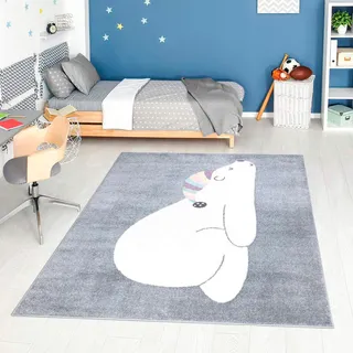 Carpet City Kinderteppich »ANIME921«, rechteckig, 11 mm Höhe, Kinderzimmer Teppich Modern mit Mond, Blumen, Wolken, Creme, Multi, grau