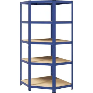 Eckregal mit 5 Böden Blau Stahl & Holzwerkstoff - Blau