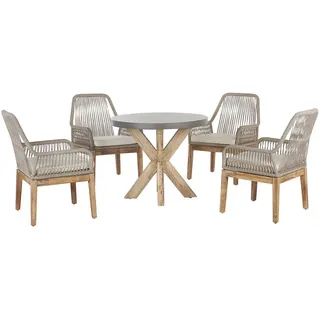 Beliani Gartenmöbel Set 4-Sitzer OLBIA inkl. Kissen Beton beige