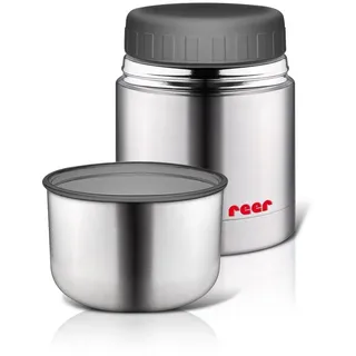 Reer 90430 - Edelstahl -Warmhaltebox für Nahrung mit Becher, 350ml, 1 Stück (1er Pack)
