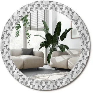 Wallfluent Spiegel Rund Ø 70 cm mit Aufdruck , Glas , 70x70x0.4 cm , Spiegel, Wandspiegel