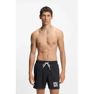 Badehose HUGO UNDERWEAR "Paolo", Herren, Gr. M (50), N-Gr, schwarz 001, Web, Obermaterial: 100% Polyacryl, Badehosen Badehose, mit Stack-Logo, Tunnelzug