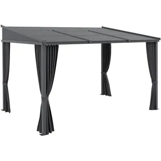 Outsunny Pergola Pavillon 3,65 x 2,55 m inkl. Seitenteile Dunkelgrau