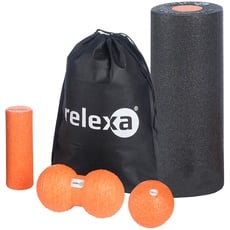 relexa Faszien Starter Set 5-teilig comfort Rolle, Faszienrollen/Faszienbälle für Verspannungen & Verklebungen, zur Selbstmassage aller Muskeln