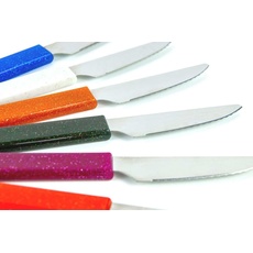 LaXon Messer, Frühstücksmesser, 6er Messerset, Brotmesser mit Wellenschliff, bunte Brötchenmesser, spülmaschinenfest