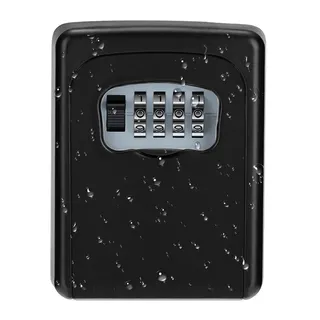 ZHEGE Schlüsseltresor mit Zahlencode, 4-stellig Schlüsselbox mit Code für Draußen, Klein Schlüsselsafe aussen, Schlüsselkasten mit Zahlenschloss außenbereich für hausschlüssel (Schwarz)