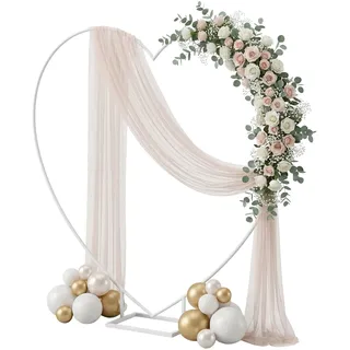 Relaxdays Luftballon Bogen, Herzform, Metall, Hochzeit, Verlobung, HxB: 220x220 cm, Blumen, Ballons, Traubogen, weiß