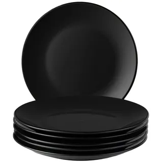 MIAMIO Le Papillon Kollektion – Steingut Geschirrserie – Spülmaschinen- und Mikrowellenfest – Teller Set 6x Groß – Schwarz