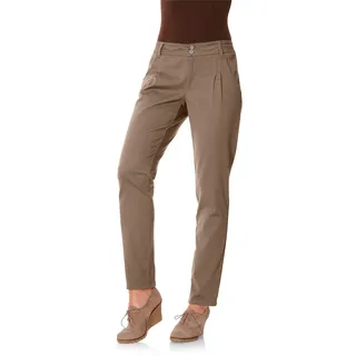 Chinohose, Damen, Gr. 20, Kurzgrößen, braun (camel), 98% Baumwolle, 2% Elasthan, LINEA TESINI BY HEINE, unifarben, lang, Hosen Chinohose