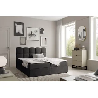 YOURHOUSE24 Boxspringbett s, Doppelbett mit Bonell-Matratze + Topper (Farbe: Coral 60, Größe: 160x200 cm) - Schwarz