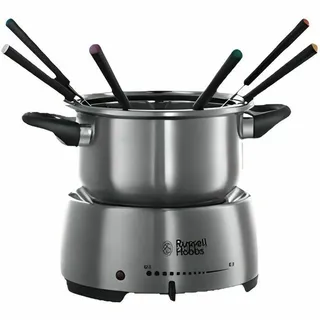 Russell Hobbs Fondue elektrisch Set [Käsefondue, Schokofondue oder Öl-/Brühe-Fondue] Fiesta (inkl. 6 farbige Gabeln, spülmaschinenfester & antihaftbeschichteter 1,2l Edelstahl-Topf, 1200W) 22560-56