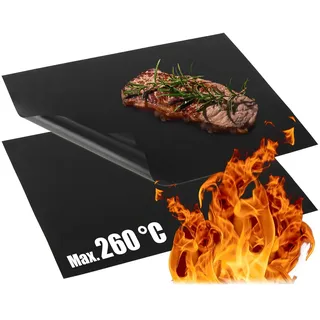 COM-FOUR Grillmatte 2 Stück Teflon Schwarz