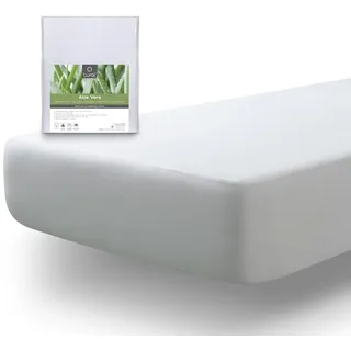 Tural Matratzenschoner Wasserdicht Aloe Vera | Spannbettlaken Passform | Frottee Baumwolle Weiß | 80x190/200 cm