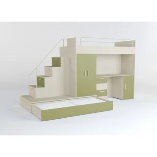 Hochbett mit Schreibtisch – Für mehr Platz und Ordnung im Kinderzimmer. - Grün