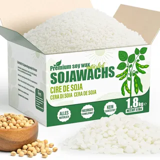 VEGISHINE Sojawachs für Kerzen, Natürliches Sojawachs für Kerzenherstellung 2kg 1.8kg, Kerzenwachs zum Gießen, Kerzenwachsgranulat für die Kerzenherstellung, Premium Sojawachs 1kg 2kg 5kg 10kg