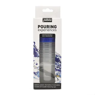 Pébéo Pouring Experiences Verschließbare Messbecher 5-er Set - 5 x 120 ml Abgestufte Becher mit Deckel - Versiegelbar und Wiederverwendbar - Fluid Art