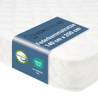 Homestyle4u Matratze Federkernmatratze 140x200 | 15 cm | h3 Komfortmatratze Stoff Weiß - Weiß