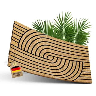 ElbFuchs Kokos Fußmatte 60x40cm mit Harmony Stripes I Extra strapazierfähige & rutschfeste Kokosmatte I Für den Innen- & überdachten Außenbereich I Ideal als schmaler Schmutzfang und Eingangsmatte
