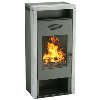 Kaminofen Wamsler KF 111 Yara Stahl gussgrau / Naturstein 6kW