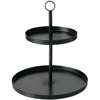 BOLTZE Samina Etagere schwarz 33cm (1 Stück) | Runde Etagere aus pulverbeschichtetem Eisen in Schwarz – ideal zum stilvollen Servieren und Präsentieren.