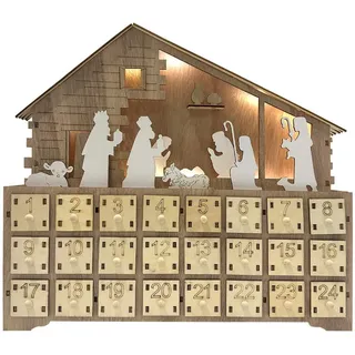 Mobili Rebecca Adventskalender Mehrfarbig 7/35/32 cm , Holz , 7x32x35 cm , Dekoration, Weihnachtsdekoration