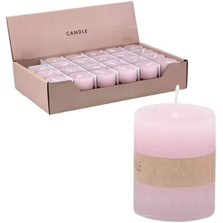 Rustikale Mini Kerzen ca. 4 x 5 cm Stumpenkerze im Antik Look für die perfekte Atmosphäre Zuhause (24 x Rosa)