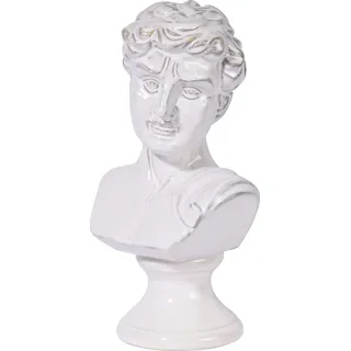 dobar 10435e Gartenfigur Ajax Gr. M - Skulptur für draußen - Keramik Büste Mann für Garten - Statue Outdoor - Deko-Körpervase für Haus/Garten/Terrasse - 17 x 14 x 32,5 cm - Weiß