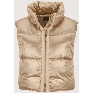 Kurzweste MADELEINE "Steppweste Sommerweste mit Glanz-Finish", Damen, Gr. 42, beige, Obermaterial: 100% Polyamid PA., Modern, normal, Westen Kurzweste, Wattierte Steppweste in Kurzform