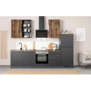 KOCHSTATION Küchenzeile »KS-Bruneck« 300cm breit, wahlweise mit oder ohne E-Geräte, hochwertige MDF-Fronten