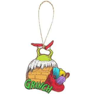 Grinch Weihnachtsbaumdekoration 8cm Holz Aufhängung Ornament Grinch IN Kamin