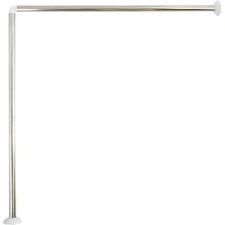 MSV Eck Duschstange 80x80cm aus Edelstahl, Silber, 80x80x2.5 cm, Grey, 80x2.5x2.5 cm