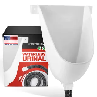 Stock Your Home Wasserloses Urinal für Männer (weiß), Kunststoff-Urinale für Herrengarage, Schuppen oder Hinterhof, Wandhalterung Urinumsteller und Outdoor-Camper-Urinale, tragbares Urinal für Männer,