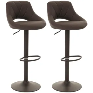 Mendler 2er-Set Barhocker HWC-N64, Barstuhl Tresenhocker, Fußablage drehbar, Kunstleder Metall ~ braun