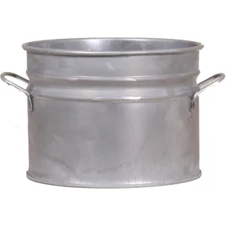 Zink-Übertopf mit Griffen Ø 12 cm x 11 cm Silber