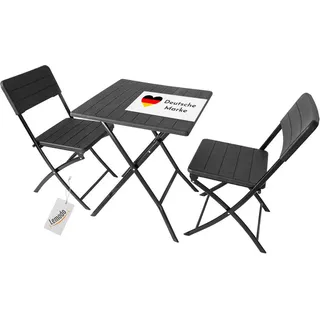 Lemodo Klappbares Balkonmöbel Set 3-teilig, 2x Balkonstühle + 1x Balkontisch, Holzoptik