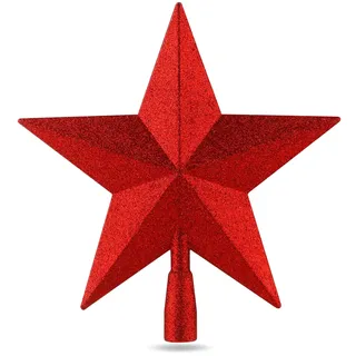 Stern rot Christbaumspitze Baumspitze Spitze Aufstecker für Tannenbaum Tannenbaumspitze Weihnachtsbaum Weihnachten (Stern-Voll-rot)