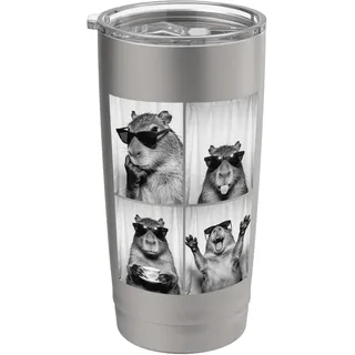 Lustige Capybara Photobooth, Capybara mit Sonnenbrille, Nager Doppelwandiger Edelstahl-Thermobecher