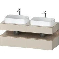 Duravit Qatego Konsolenwaschtischunterbau, 2 Auszüge, 2 Schubkästen, 2 Ausschnitte, 1400x550x600mm, Nische Eiche Mamoriert, QA4767055, Farbe: taupe supermatt