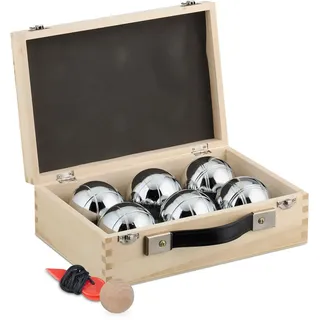 Relaxdays Boule-Kugeln , Multicolor , Holz, Metall, Textil , 28x9 cm , Freizeit & Co, Gartenspielzeug