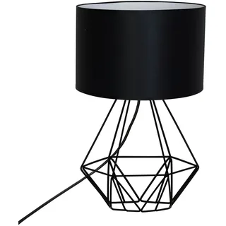 Tischleuchte Schwarz Stoff Metall 44cm E27 Tischlampe Wohnzimmer Nachttischlampe