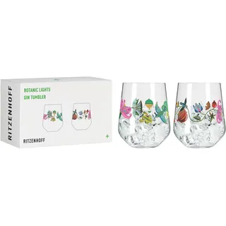 RITZENHOFF 3891002 Gin-Glas - 700 ml - Tumbler 2er-Set - Serie Botanic Lights - Motiv Sommer - Made in Germany