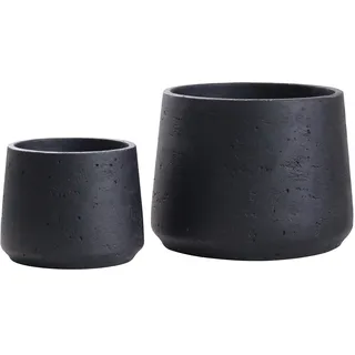 Olly & Rose Mattschwarzes Topf-Set Blumentopfe, Zement-Antik-Effekt Pflanztopf Ubertopf