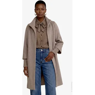 Zero Wintermantel Wollmantel mit langen Strickbündchen / Stehkragen, taupe melange