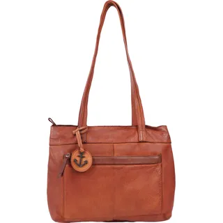 Harbour 2nd Zea Damen Henkeltasche, Schultertasche, Handtasche mit Logodruck braun